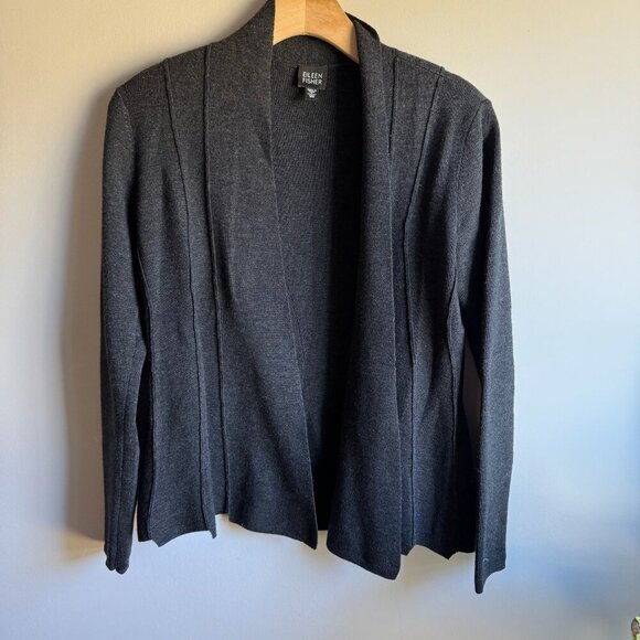 Eileen Fisher Charcoal Gray Merino Wool Cardigan Size XS - Picture 1 of 12